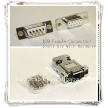 Conector DB9 DB9, RS232 9 pinos Connector Shell Kit com hardware